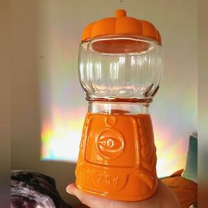 Orange Pumpkin-Shaped Glass Jar